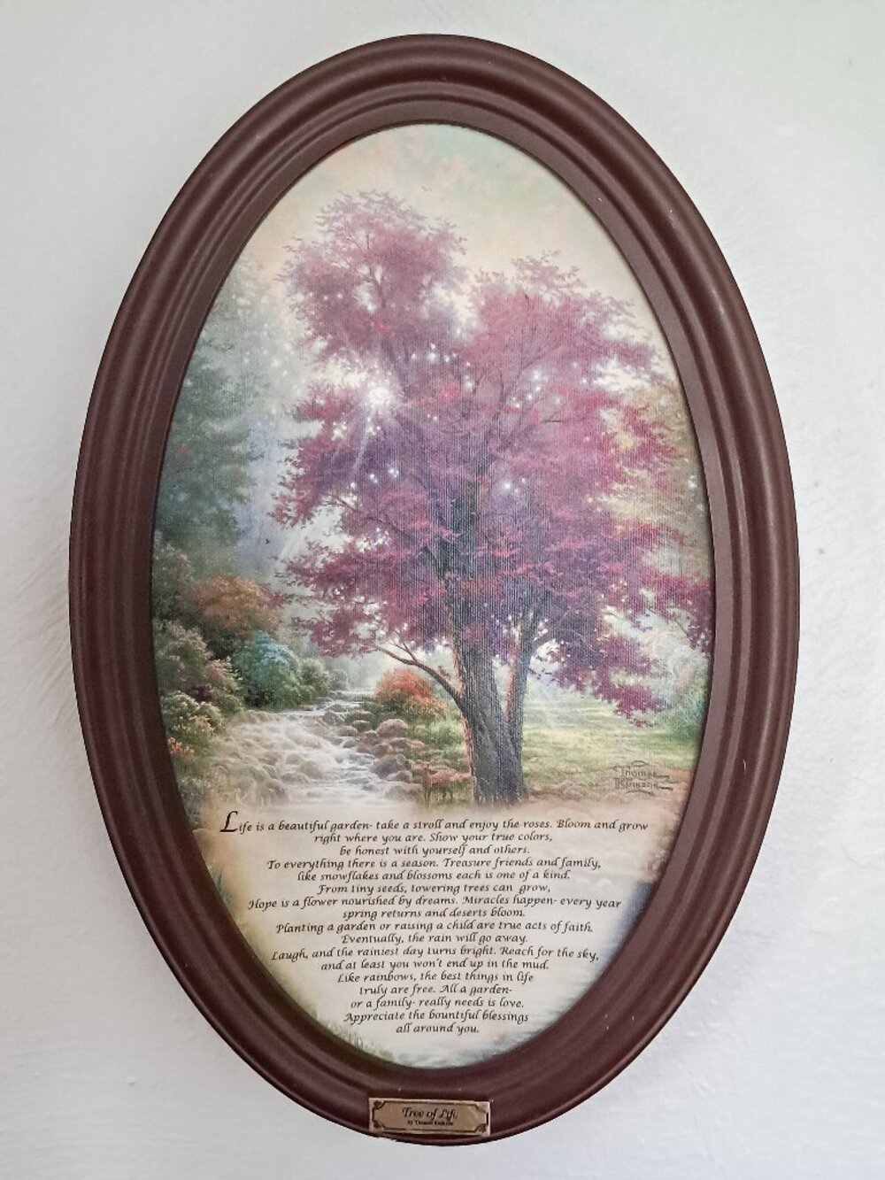 Tree of Life THOMAS KINKADE Canvas Framed Plate COLLECTIBLE Bradford Exchange